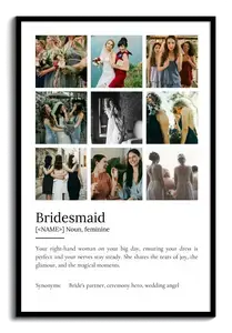 Create a Personalized Bridesmaid Definition Poster: Customize Photos & Text