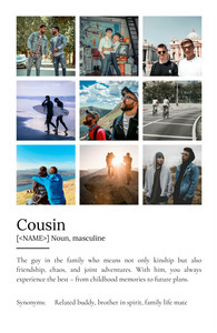 Design Your Personalized 'Cousin' Definition Poster – Add Your Photos & Text