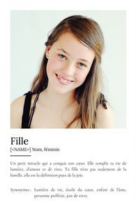 Offrez un Poster Définition Fille personnalisable avec vos photos