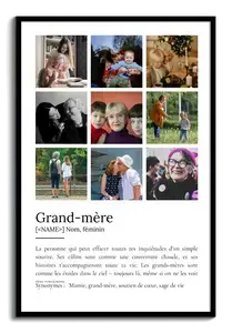 Poster Définition Personnalisé pour Mamie - Cadeau Unique avec Vos Photos