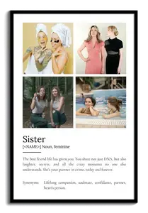 Create Your Personalized Sister Definition Poster – Add Up to 9 Photos