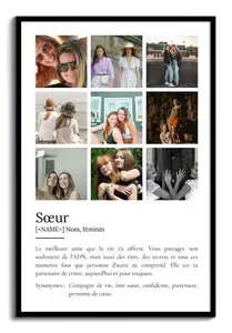 Poster Définition Personnalisé 'Sœur' - Cadeau Unique avec Photos et Texte Adaptable