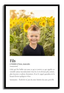 Poster Définition Personnalisé Fils - Cadeau Unique et Touchant