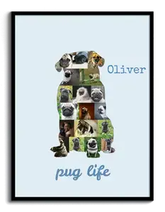 Create Your Custom Pug Photo Collage – Perfect Gift for Dog Lovers