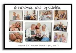 Grandma & Grandpa Photo Collage – Personalize Your 9-Photo Gift with Center Photo & Quote