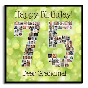 Create Your Number 75 Photo Collage for Grandma - 75th Birthday Gift with Custom Text