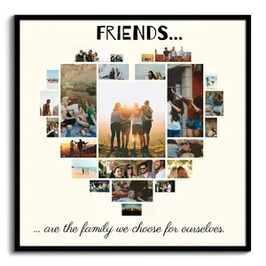 Create Your Custom Heart Collage Canvas - Friendship Gift