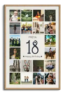 18 Photo Number Collage — Create yours with name & message; 18th Birthday, Graduation