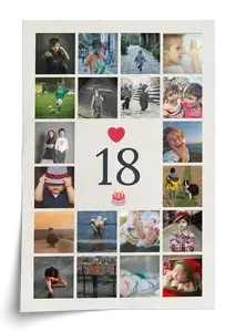 18 Photo Number Collage — Create yours with name & message; 18th Birthday, Graduation 18 Photo Number Collage — Create yours with name & message; 18th Birthday, Graduation