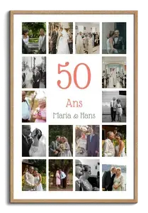 Créez votre collage chiffre Noces d’or 50 ans, personnalisable, 20 à 80 photos