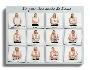 Créez une Affiche Collage Polaroid: Les 12 Mois de Bébé avec Texte Personnalisé