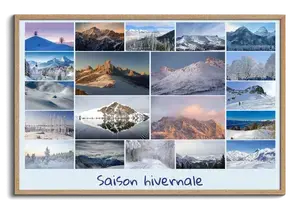 Créez et imprimez un collage photo de paysages: forêts, routes d’automne, pics enneigés