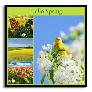 Spring Photo Collage Wall Art - Create yours with flowers, meadows & custom text