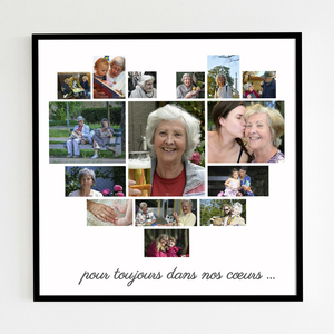 Collage Coeur de Souvenir Personnalisé - Pour Toujours dans Nos Cœurs Collage Coeur de Souvenir Personnalisé - Pour Toujours dans Nos Cœurs