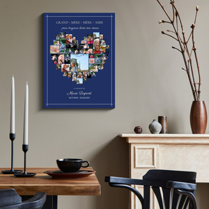 Collage Souvenir Cœur Hommage sur Toile Premium - Personnalisable Collage Souvenir Cœur Hommage sur Toile Premium - Personnalisable