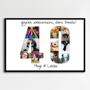 Collage Photo "40" pour Anniversaire ou Événement - Personnalisez et Offrez ! Collage Photo "40" pour Anniversaire ou Événement - Personnalisez et Offrez !