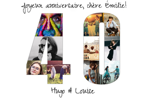Collage Photo "40" pour Anniversaire ou Événement - Personnalisez et Offrez ! Collage Photo "40" pour Anniversaire ou Événement - Personnalisez et Offrez !