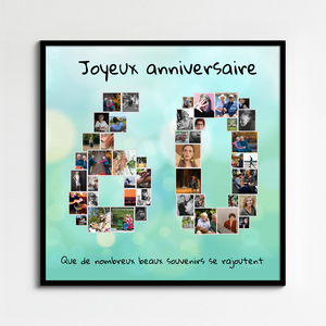 Collage numéro 60 personnalisée - Cadeau d'anniversaire ou retraite Collage numéro 60 personnalisée - Cadeau d'anniversaire ou retraite