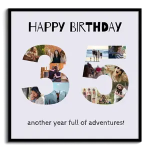 Celebrate 35th Birthday: Custom Photo Collage & Text