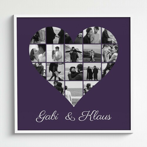 Create Your Own Heart-Shaped Photo Collage Canvas – Personalized for Couples