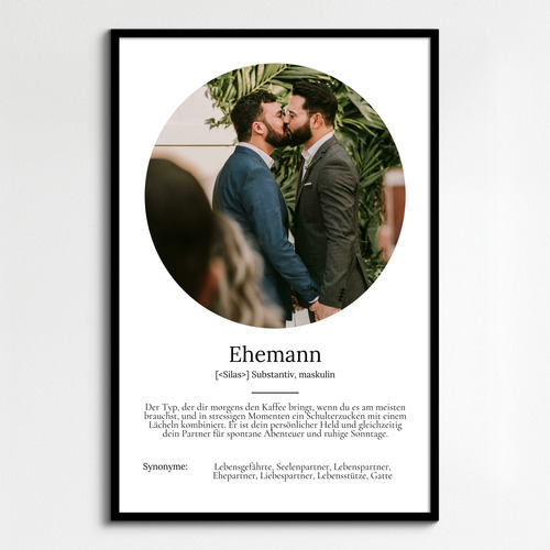 "Ehemann" Definition - Geschenk als Poster, Leinwand erstellen. Eigene Fotos und Text.