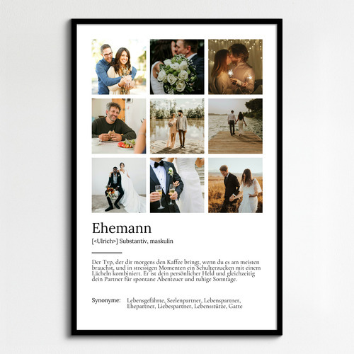 "Ehemann" Definition - Geschenk als Poster, Leinwand erstellen. Eigene Fotos und Text.