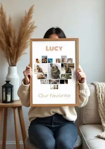 Cat Heart Collage with Custom Text