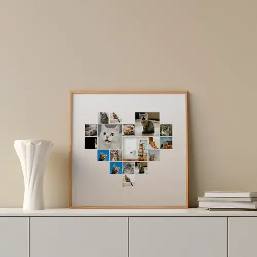 Cat Heart Collage with Custom Text