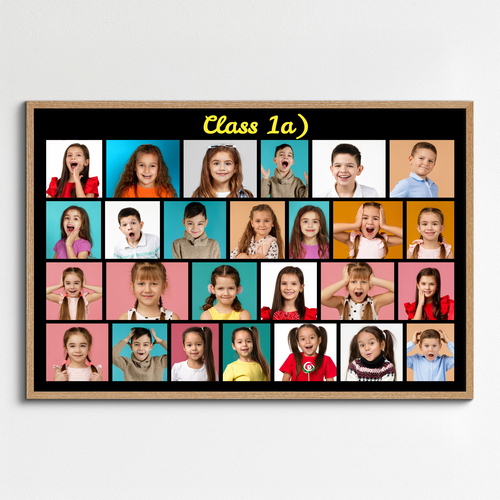 Create Personalized Class Collage with Neon Text for Teachers & Parents