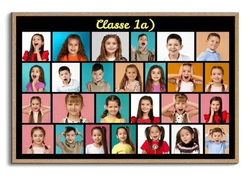 Photo de classe en collage photo creer avec photos d eleves et texte personnalise