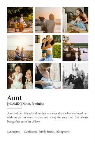 Create Your Own Aunt Definition Poster - Personalized Gift with Photos