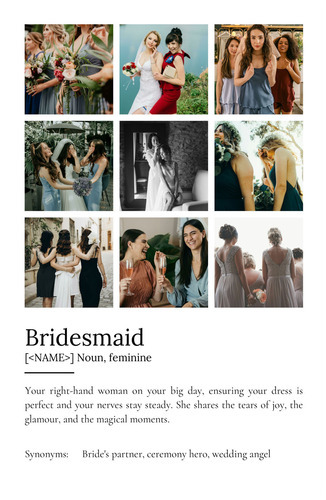 Create a Personalized Bridesmaid Definition Poster: Customize Photos & Text
