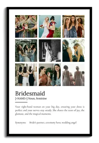 Create a Personalized Bridesmaid Definition Poster: Customize Photos & Text