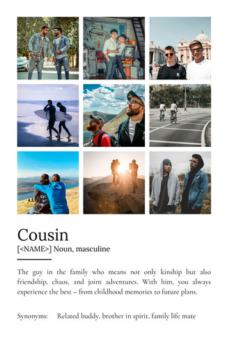 Design Your Personalized 'Cousin' Definition Poster – Add Your Photos & Text
