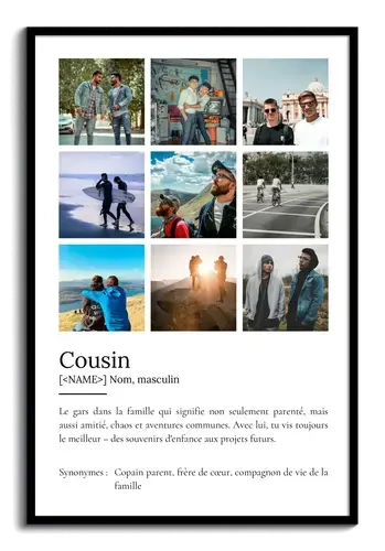 Créez un Poster Définition: 'Cousin' Cadeau Unique Personnalisé