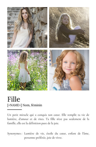 Offrez un Poster Définition Fille personnalisable avec vos photos