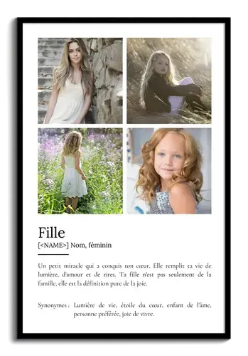 Offrez un Poster Définition Fille personnalisable avec vos photos