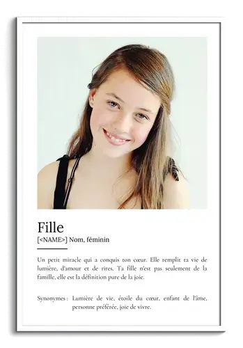 Offrez un Poster Définition Fille personnalisable avec vos photos
