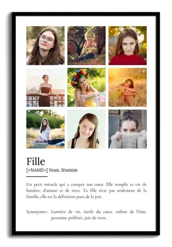 Offrez un Poster Définition Fille personnalisable avec vos photos