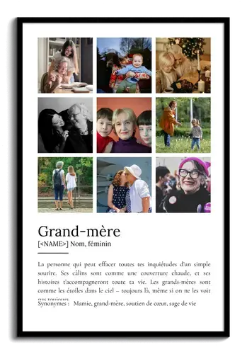 Poster Définition Personnalisé pour Mamie - Cadeau Unique avec Vos Photos