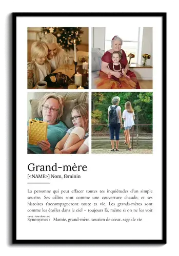 Poster Définition Personnalisé pour Mamie - Cadeau Unique avec Vos Photos