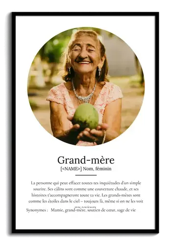 Poster Définition Personnalisé pour Mamie - Cadeau Unique avec Vos Photos