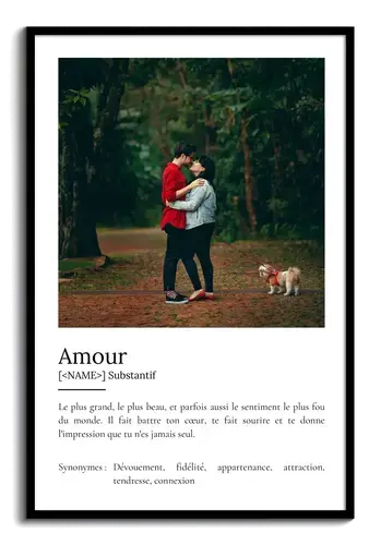 Poster Définition Amour personnalisé - Cadeau unique avec photo et texte ajustable Poster Définition Amour personnalisé - Cadeau unique avec photo et texte ajustable