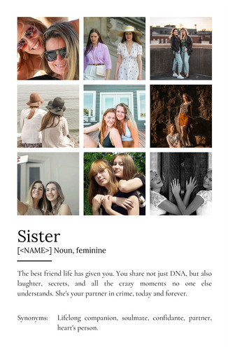 Create Your Personalized Sister Definition Poster – Add Up to 9 Photos