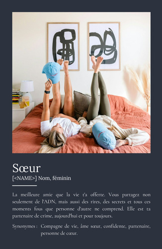 Poster Définition Personnalisé 'Sœur' - Cadeau Unique avec Photos et Texte Adaptable