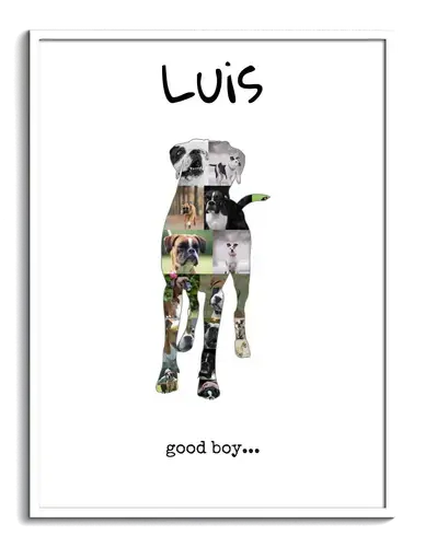 Create Your Custom Boxer Silhouette Photo Collage - Personalize with Text & Colors