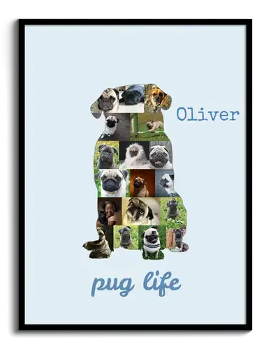 Create Your Custom Pug Photo Collage – Perfect Gift for Dog Lovers