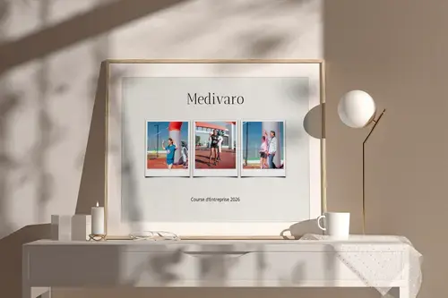 Modèle course d’entreprise en collage photo