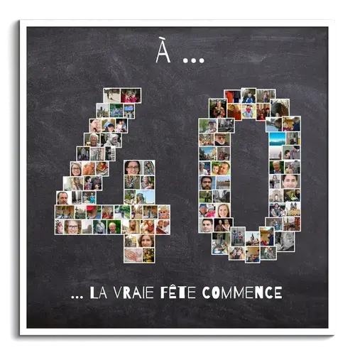 Numero 40 en photomontage avec plusieurs images en cadeau d anniversaire
