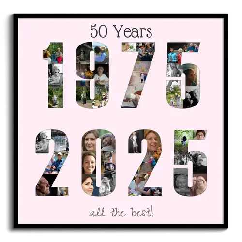 Birth Year and Birthday as Photo Collage with Numbers and Text